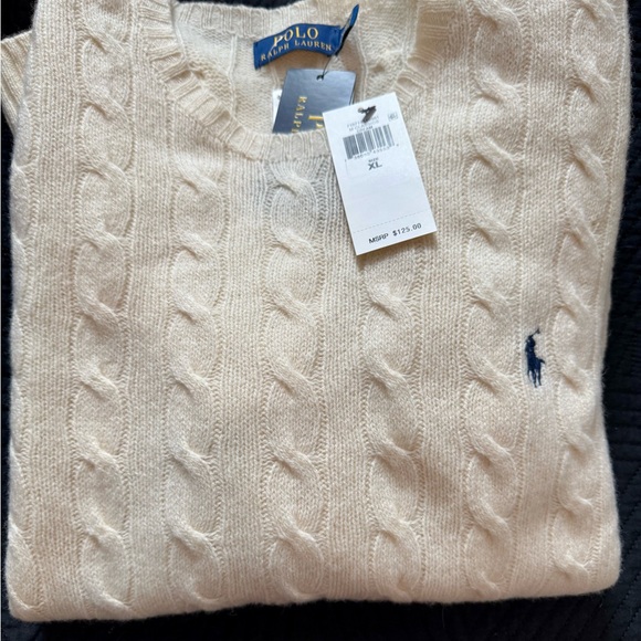 NWT Ralph Lauren Men's Cream Cable Knit Sweater